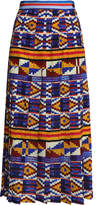 Thumbnail for your product : Stella Jean Pleated Printed Crepe De Chine Midi Skirt