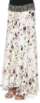 Thumbnail for your product : Haute Hippie Floral-Print Maxi Skirt with Beaded Waistband