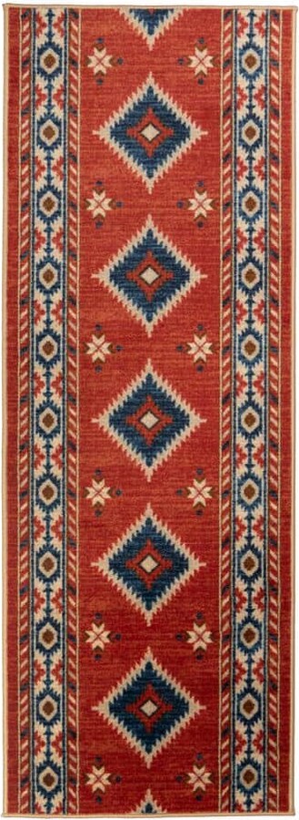 RugStylesOnline Custom Size Runner Rug Southwestern Native Red 26 in. W x 228 in. L Stair Runner 41.17 sq. ft.