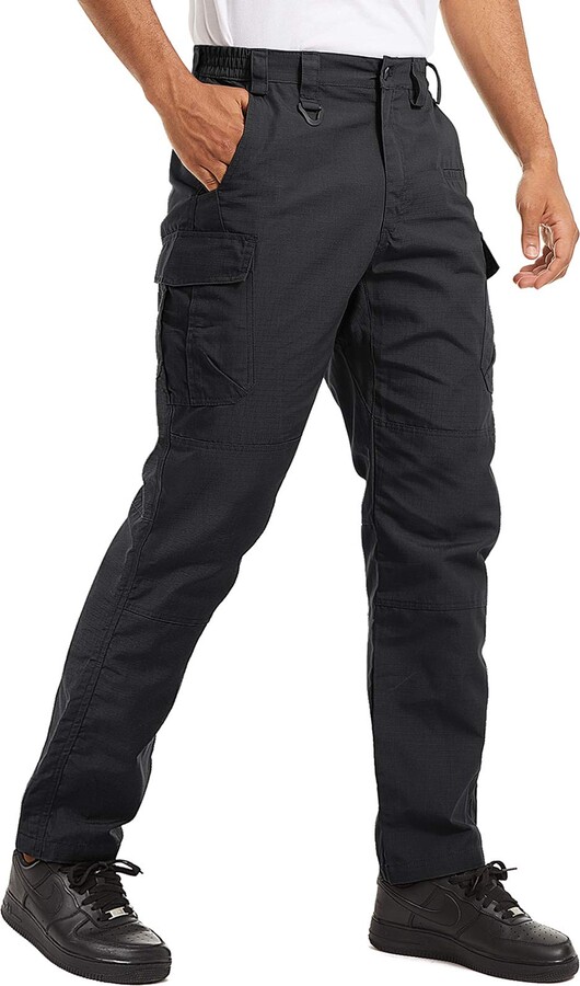 TACVASEN Cargo Trousers Men Black Military Trousers Waterproof Outdoor  Trousers Lightweight Walking Trousers Casual Camping Trousers with Pockets  - ShopStyle
