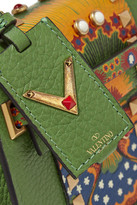 Thumbnail for your product : Valentino My Rockstud Micro Printed Leather Shoulder Bag - Leaf green