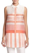 Thumbnail for your product : Lafayette 148 New York Linen & Silk Striped Blouse