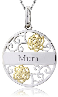 Precious Moments Silver 9ct gold plated 'mum' filigree pendant