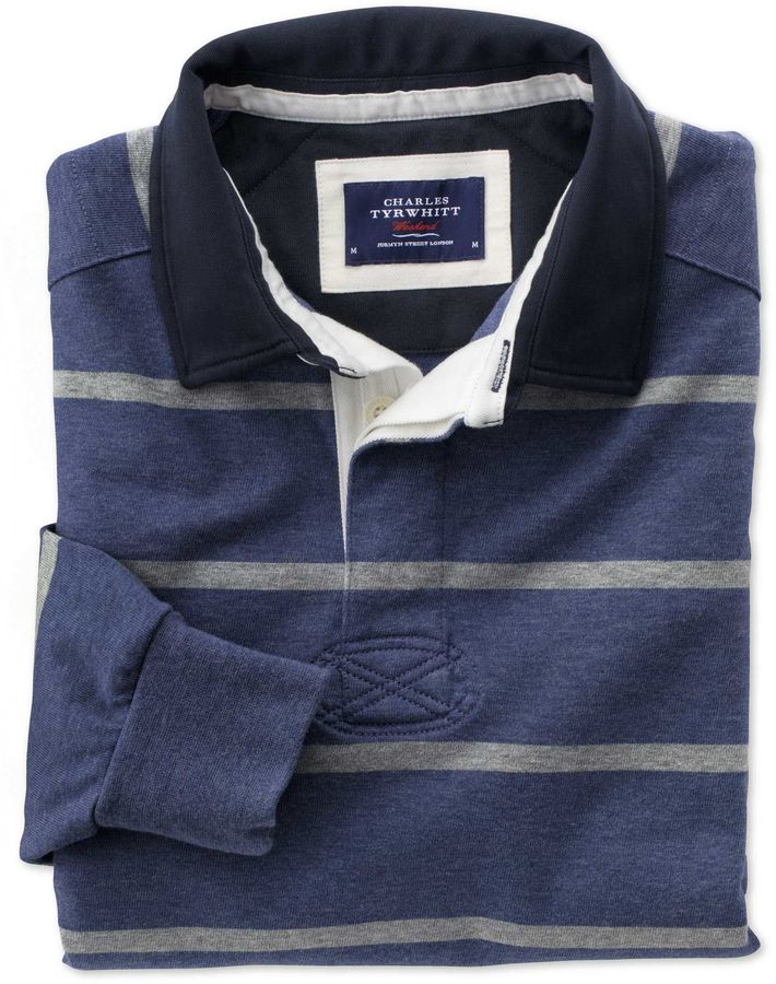 Charles Tyrwhitt Classic fit blue and grey striped rugby shirt ShopStyle