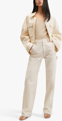 Mango Alaia Oversized Denim Jacket, Light Beige, XXS