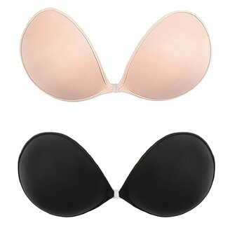 MITALOO Push up Strapless Self Adhesive Plunge Bra Invisible Backless  Sticky Bras Black at  Women's Clothing store