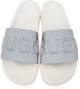 Thumbnail for your product : HUGO BOSS Silver & White Rubber Match Slides
