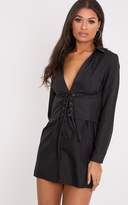 Thumbnail for your product : PrettyLittleThing Willow White Corset Lace Up Open Shirt Dress