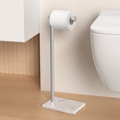 Kes Natural Marble Freestanding Toilet Paper Holder Bathroom Tissue Roll Holder