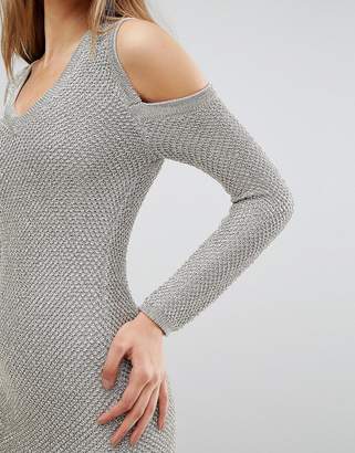 Wow Couture Long Sleeve Metallic Sweater Dress