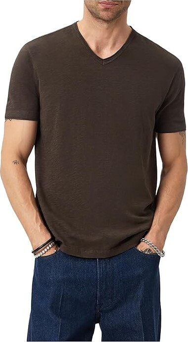 John Varvatos Miles V-Neck K3595W25 Men's Clothing Dark Brown : SM, Cotton