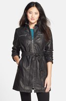 Thumbnail for your product : Kenneth Cole New York Belted Faux Leather Coat (Online Only)