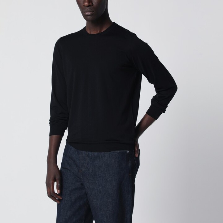 Drumohr Black wool crew-neck sweater