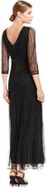 Thumbnail for your product : Pisarro Nights Three-Quarter-Sleeve Illusion Beaded Gown
