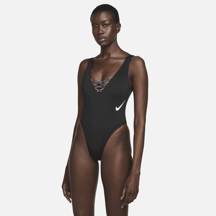 Nike Women's Sneakerkini U-Back One-Piece Swimsuit in Black - ShopStyle