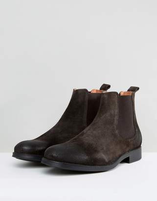 Selected Oliver Suede Chelsea Boots In Brown