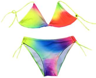 SOFIRE Little Girls Summer Bikini Set Two Piece Swimwear Rainbow Cute Swimsuits