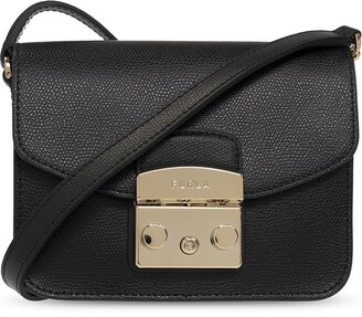 Furla Afrodite Mini Leather Camera Crossbody Bag in Black