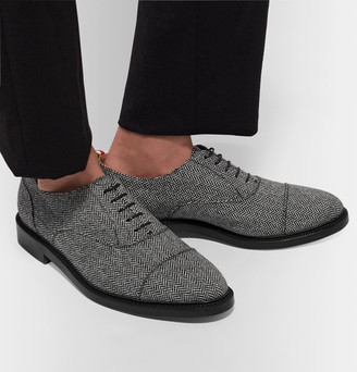Thom Browne Cap-Toe Herringbone Shetland Wool Oxford Shoes