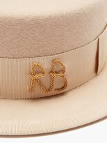Thumbnail for your product : Ruslan Baginskiy Faux-pearl Chain Wool-felt Hat - Beige