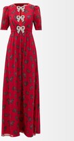Thumbnail for your product : Saloni Jamie Bow-print Silk Maxi Dress