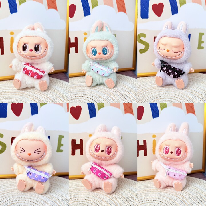 None for Labubu Mini Backpack crossbody bag bag Dress Up Plush Toy for 17cm Labubu Doll Accessories Dollhouse Hanging Neck Accessorie