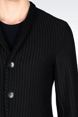 Armani Collezioni Jacket In Striped Technical Jersey