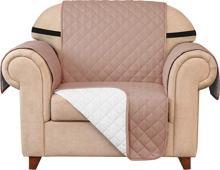 Subrtex Quilted Reversible Sofa Couch Slipcover Anti-Slip Furniture Protector Sofa Covers for Pets and Kids with Elastic Straps