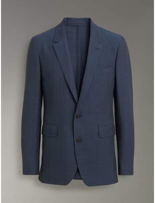 Burberry Windowpane Stretch Wool Tailored Jacket