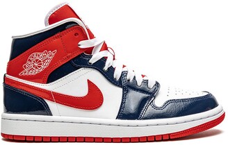 Jordan Mid "Patent Leather Navy/White/Red" sneakers