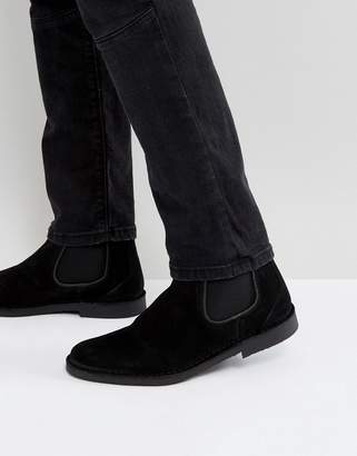 Selected Royce Suede Chelsea Boots In Black