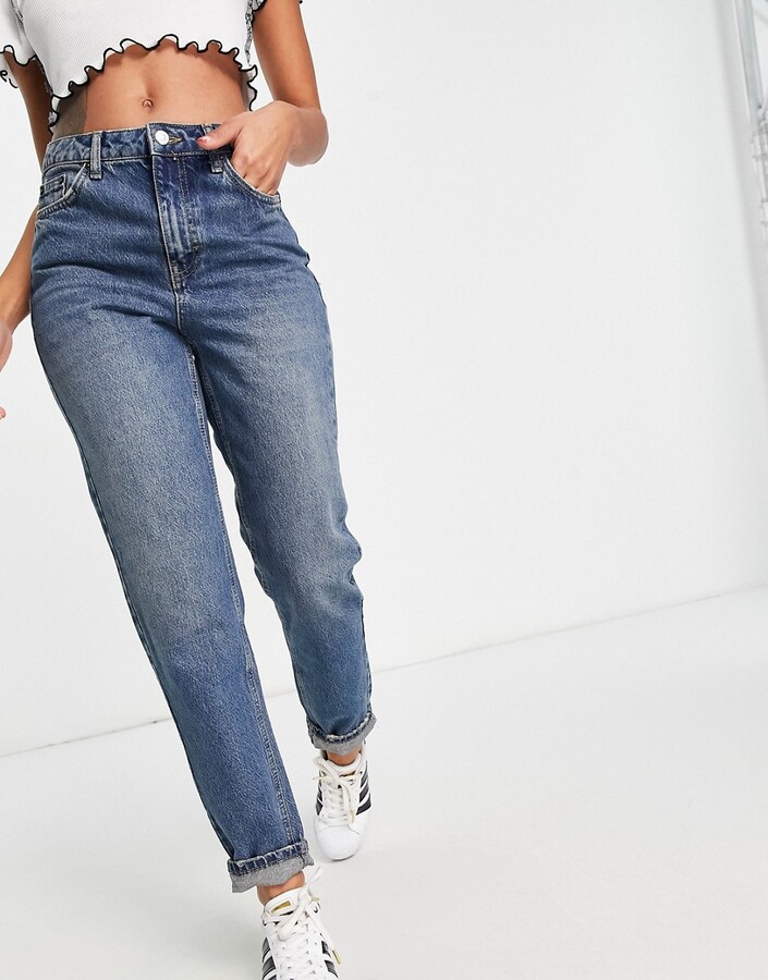 Topshop mom jeans in mid blue - ShopStyle