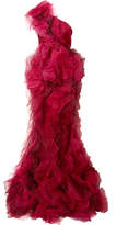 Marchesa - One-shoulder Tulle And Silk-organza Gown - Red