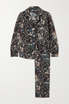 Desmond & Dempsey + Rie Takeda Printed Organic Cotton Pajama Set - Navy