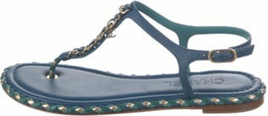 Chanel Pre-owned 2010 CC chain-detail Slide Sandals - Green