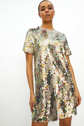 Sequin Short Sleeve Mini Dress - ShopStyle