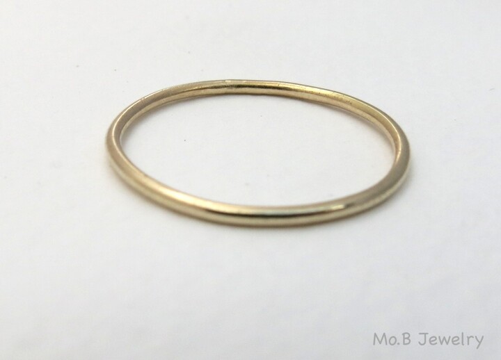 Etsy 14K Gold Ring Skinny Wedding Band Dainty Wedding Band Women Solid Simple