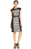 Thumbnail for your product : Connected Textured Stripe Colorblock Sheath Petite Dress