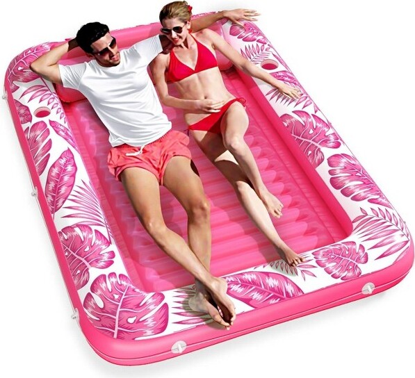 Jasonwell4‑in‑1InflatableTanningLounger—SunTanTub&PoolRaftWater‑FilledMat/PadforAdults&Kids(XL)-RosePink