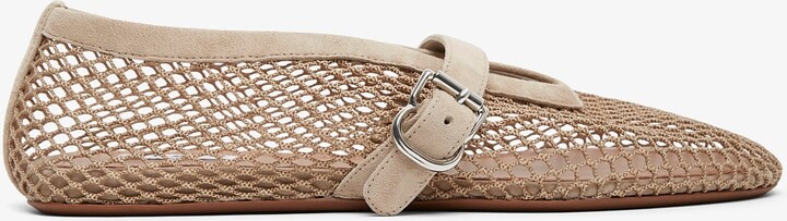 Greige mesh ballet flats