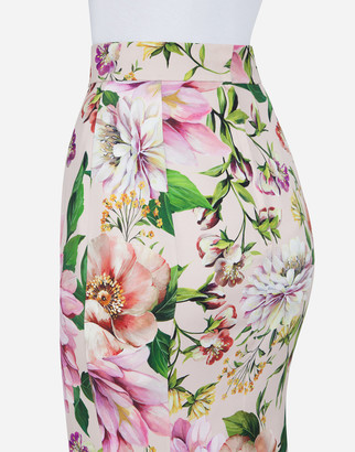 Dolce & Gabbana Floral-Print Charmeuse Midi Skirt