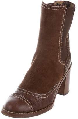 Dolce & Gabbana Round-Toe Ankle Booties Brown Round-Toe Ankle Booties
