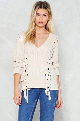 Nasty Gal Knit a Chance Lace-Up Sweater