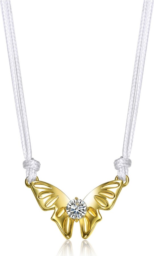 Gigigirl 14K Gold Plated Cubic Zirconia Butterfly Moth Pendant Necklace