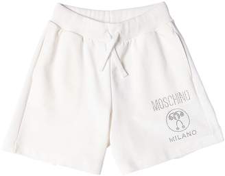 Moschino Crystal Logo Cotton Sweat Shorts