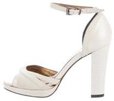 Thumbnail for your product : Barbara Bui Embossed Leather Ankle Strap Sandals