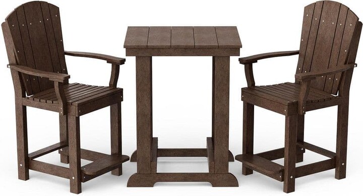 Wildridge Heritage 3-Piece Tudor Brown HDPE Plastic Outdoor Patio Counter Set