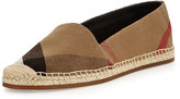Thumbnail for your product : Burberry Hodgeson Check Canvas Flat Espadrille, Classic Check