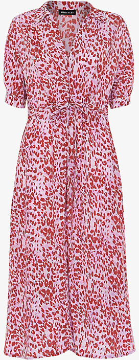Whistles Womens Multi-coloured Summer Cheetah-print Woven Midi Dress ...