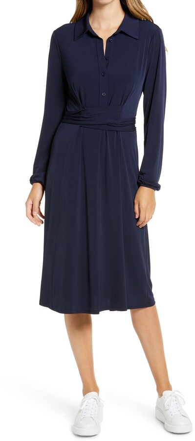 Maggy London Sandrene Long Sleeve Jersey Shirtdress - ShopStyle Day Dresses